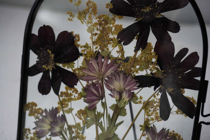 Pair of Vintage EAST GERMANY Dried Pressed Flowers Foliage in Wood Frames